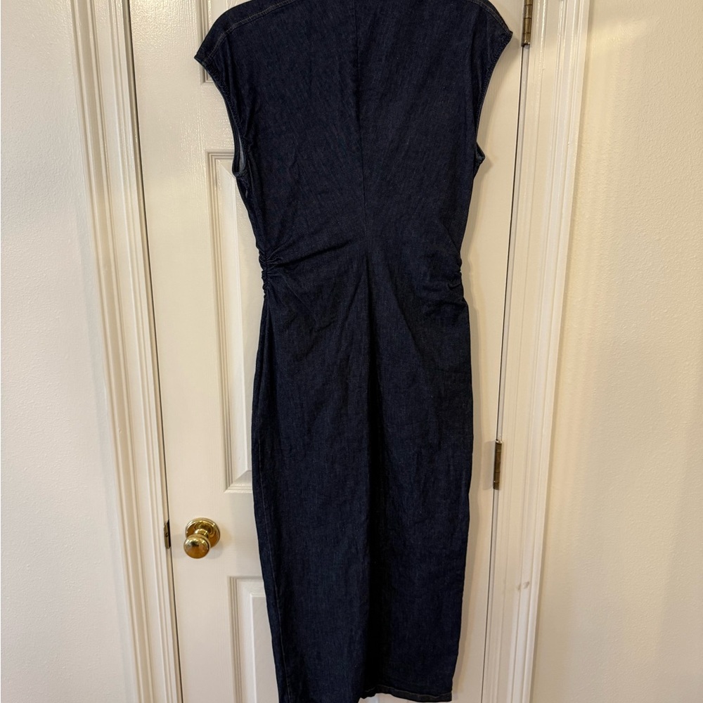 Zara Dark Blue Denim Midi Dress - Picture 3 of 3